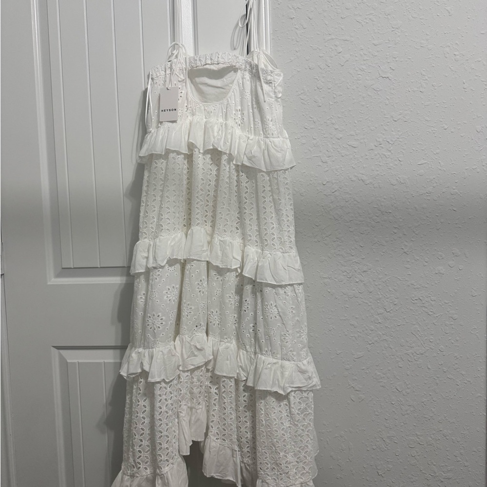 White Tiered Ruffled Maxi Sundress - Picture 5 of 6